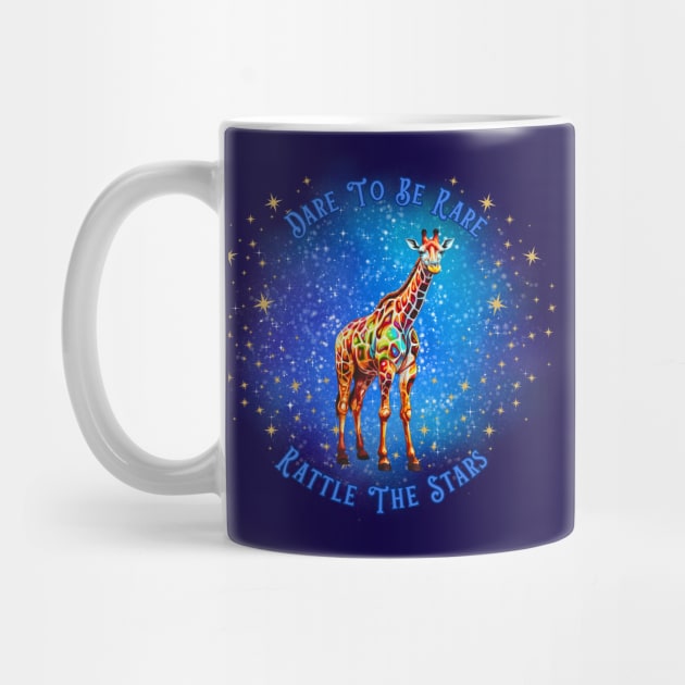 Dare to be Rare, Rattle the Stars Inspirational Giraffe, Neurodivergence by Nebula Nexus